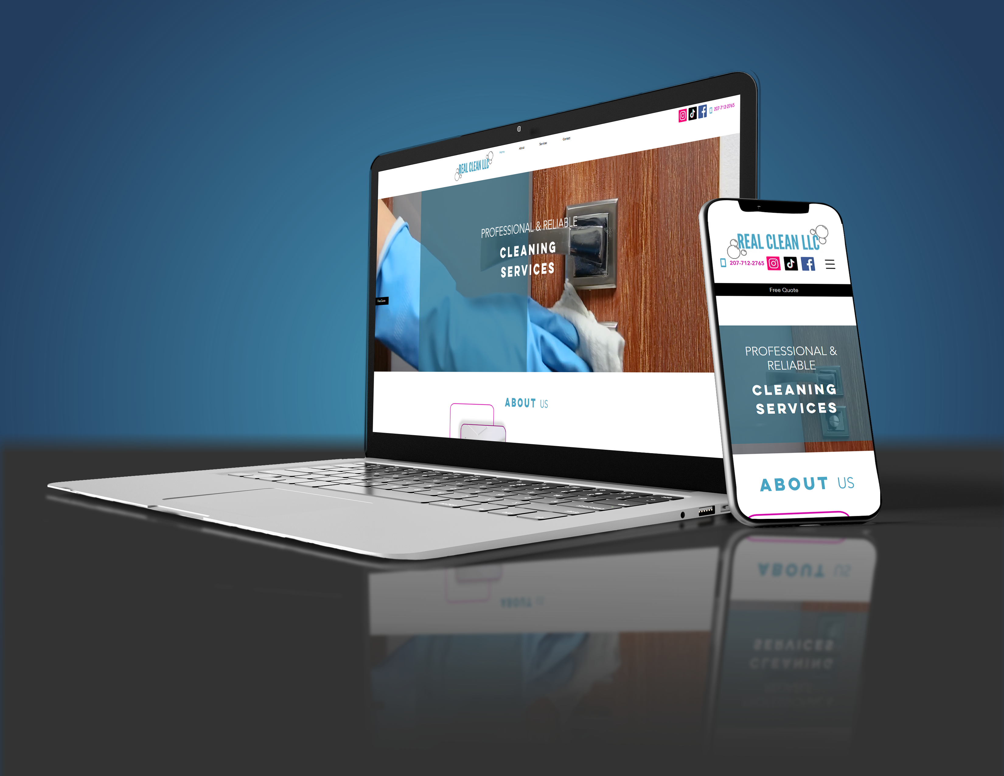 Real Clean website mockup